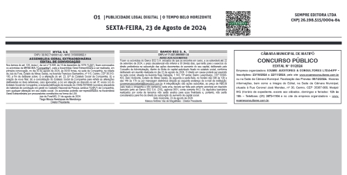 Publicidade Legal Digital - 23 de Agosto de 2024 O TEMPO digital