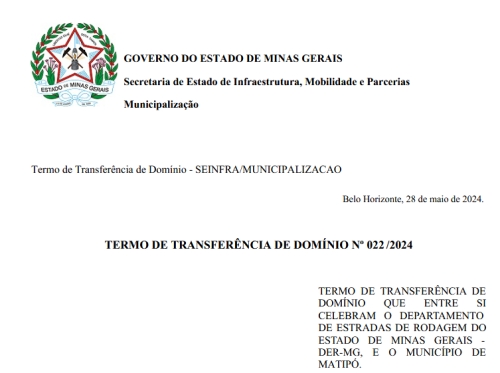 Termo de Trasnparência de Domínio nº 022/2024